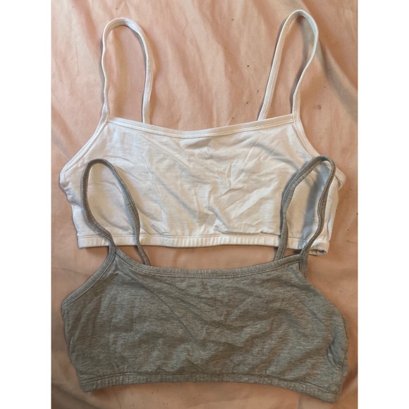 Fruit of the Loom Classic Cotton Lounge Bras, Size 34 x2, White/Gray - Picture 1 of 4
